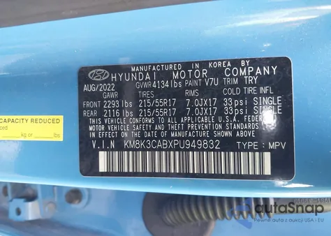 2023 Hyundai Kona Sel из США, поврежденный, VIN KM8K3CABXPU949832